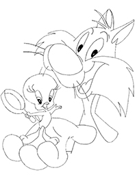 Tweety En Sylvester - Kleurplaat004