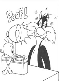 Tweety En Sylvester - Kleurplaat006