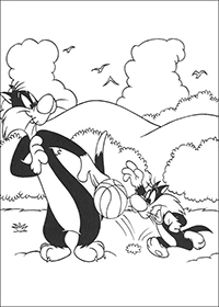 Tweety En Sylvester - Kleurplaat046