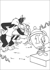 Tweety En Sylvester - Kleurplaat052